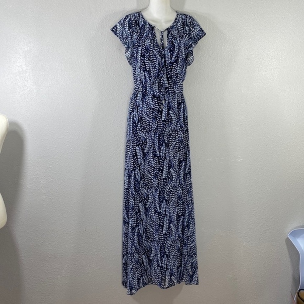 White House Black Market Feather Print Maxi Dress Small S WW17 - Picture 9 of 14